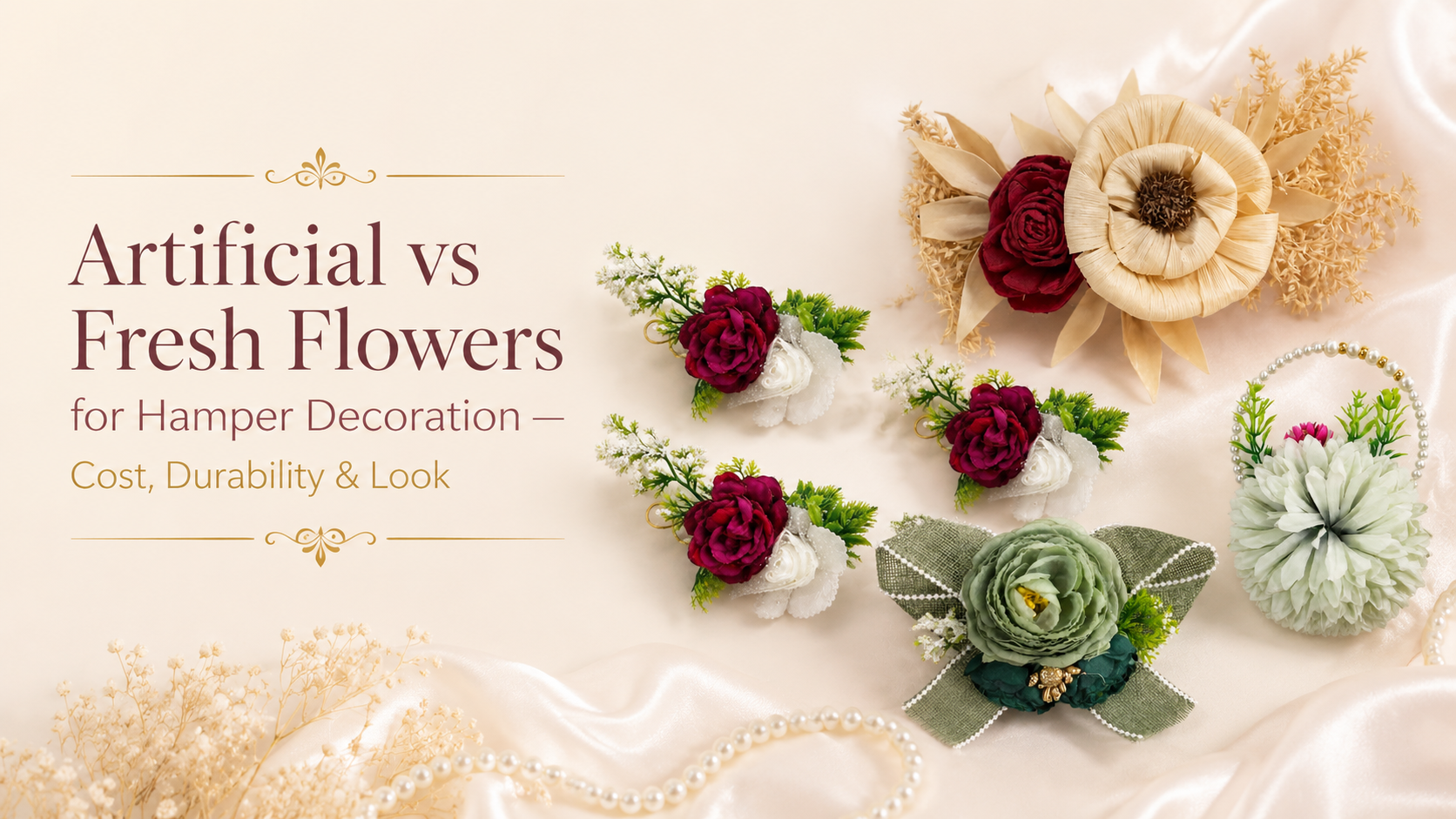 Artificial vs Fresh Flowers for Hamper Decoration — Cost, Durability & Look