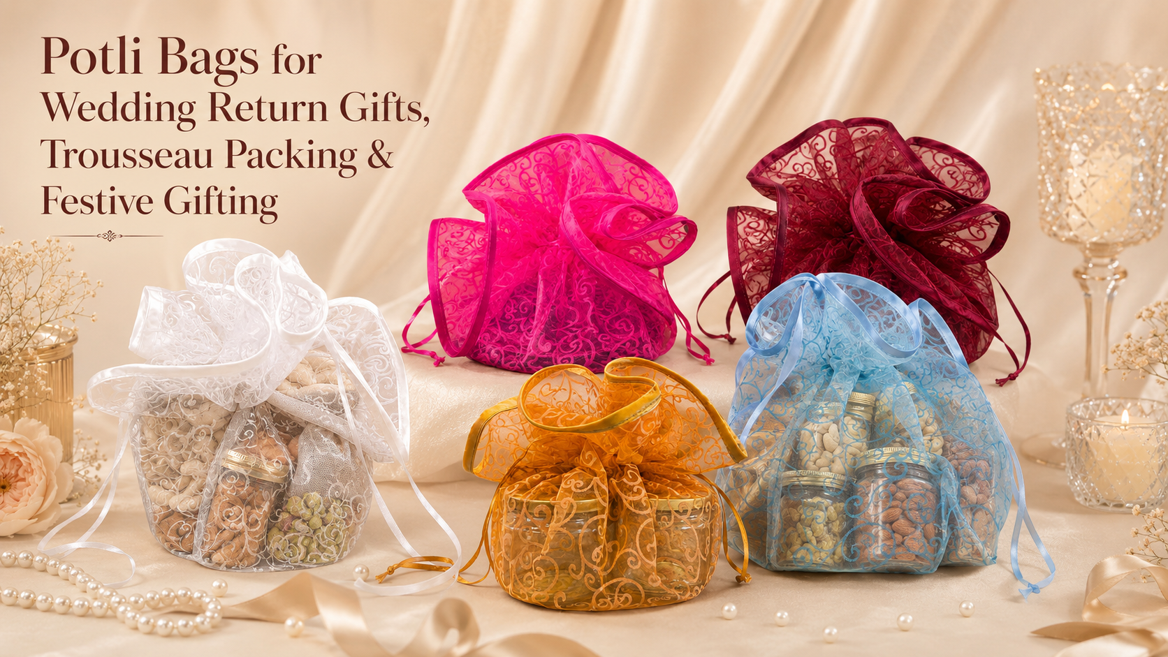 Potli Bags for Wedding Return Gifts, Trousseau Packing & Festive Gifting
