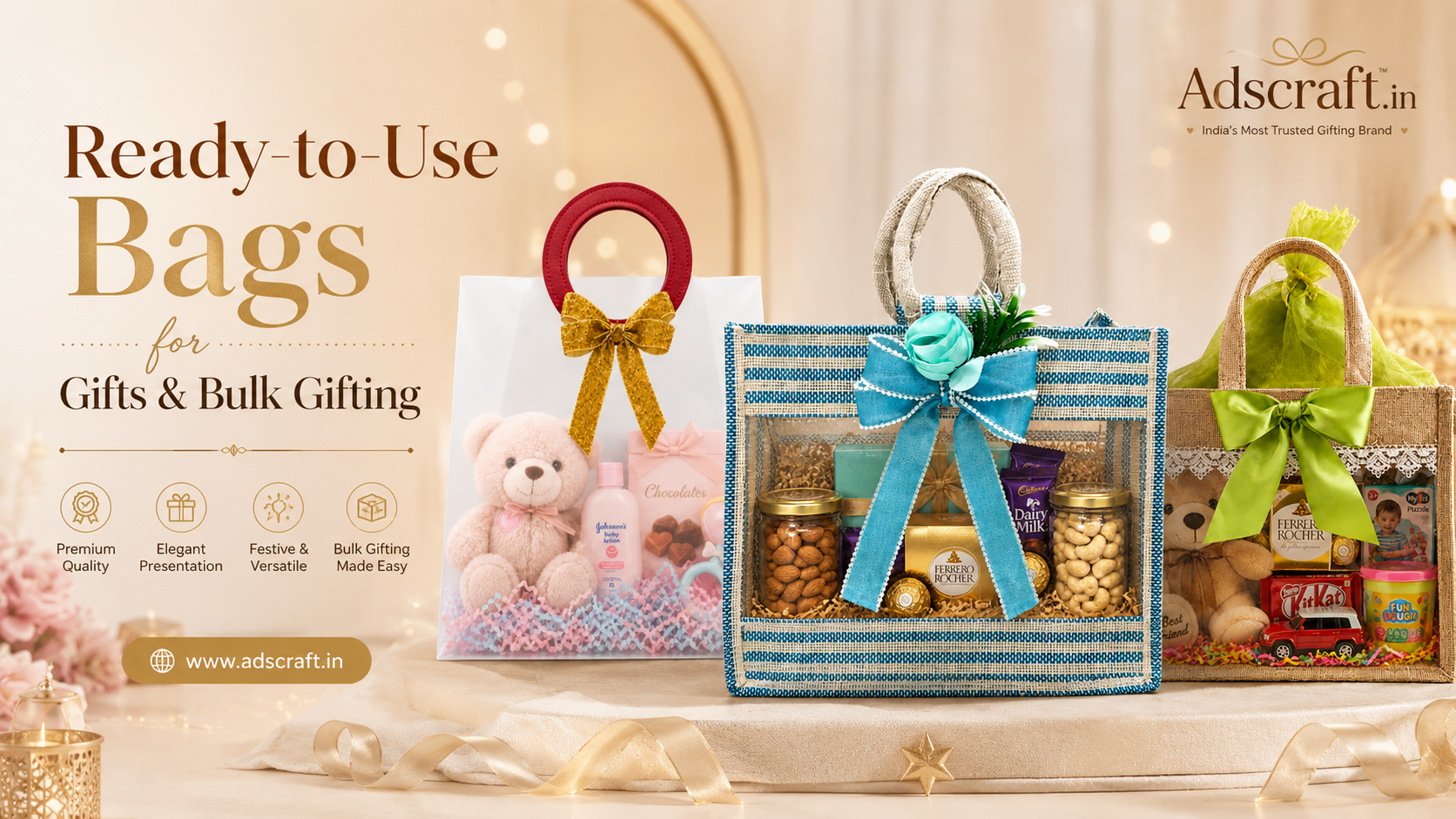 Ready-to-Use Bags for  Gifts & Bulk Gifting - Adscraft.in