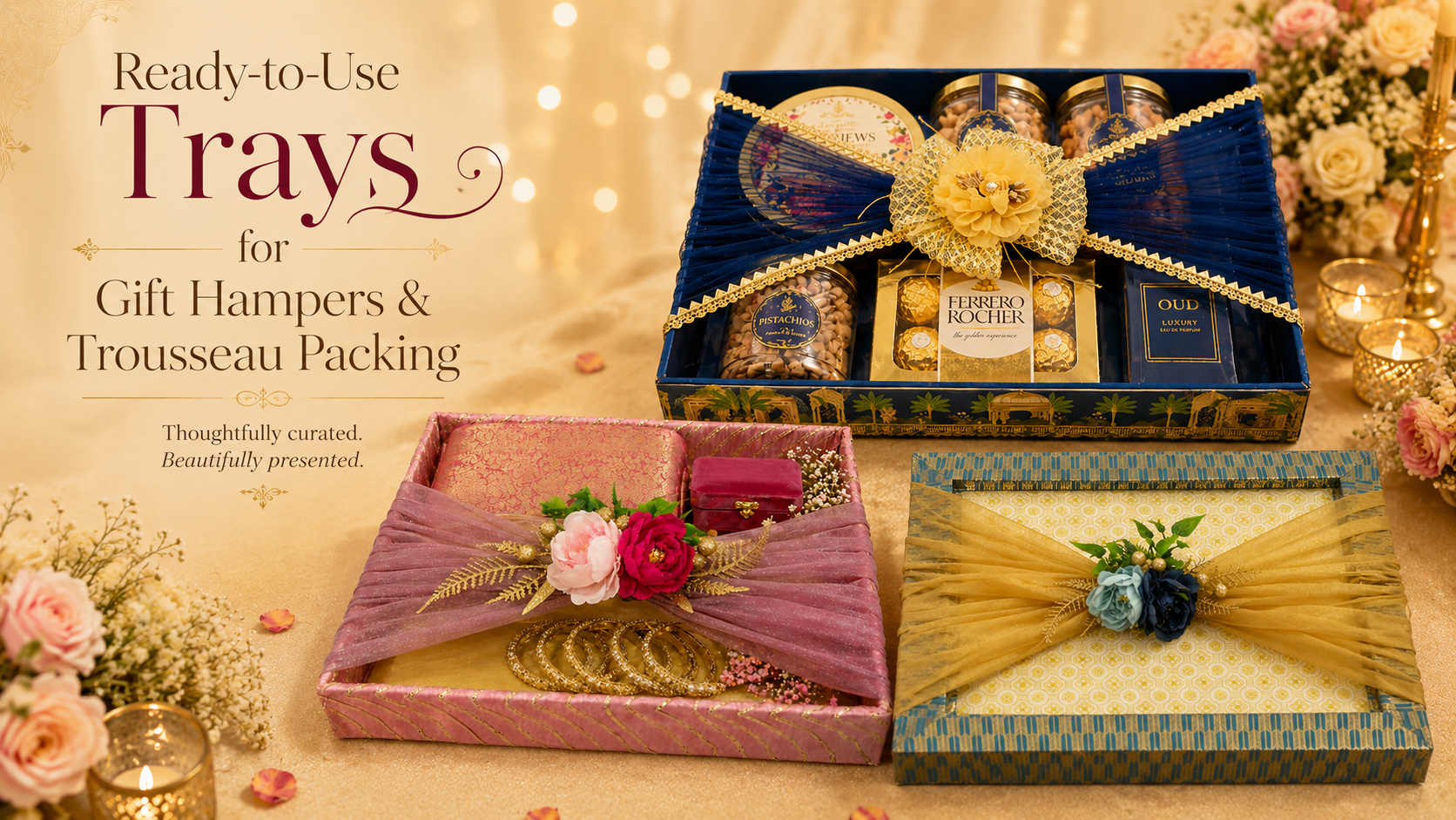 Ready-to-Use Trays for Gift Hampers & Trousseau Packing - Adscraft.in