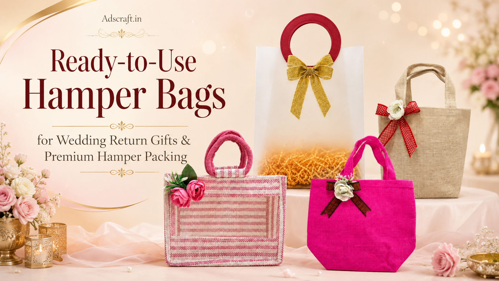 Ready-to-Use Hamper Bags for Wedding Return Gifts & Premium Hamper Packing - Adscraft.in