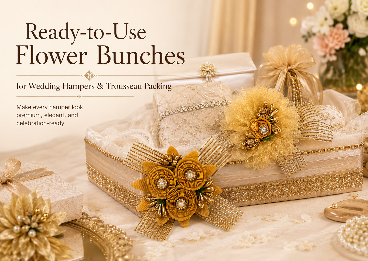 Ready-to-Use Flower Bunches: The Secret to Premium Wedding Hampers Without Extra Effort
