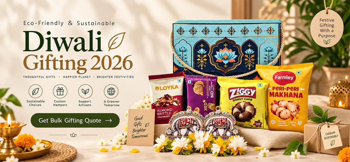 Eco-friendly sustainable Diwali hamper with bamboo products, cork box and plantable seed calendar