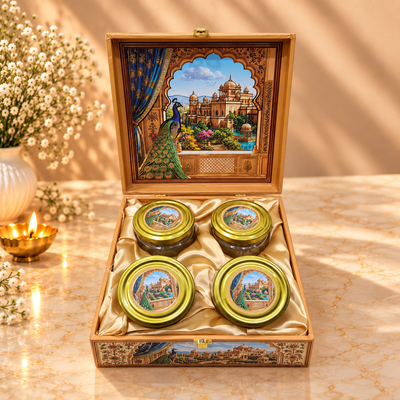 Premium Tin 4 Jars Box