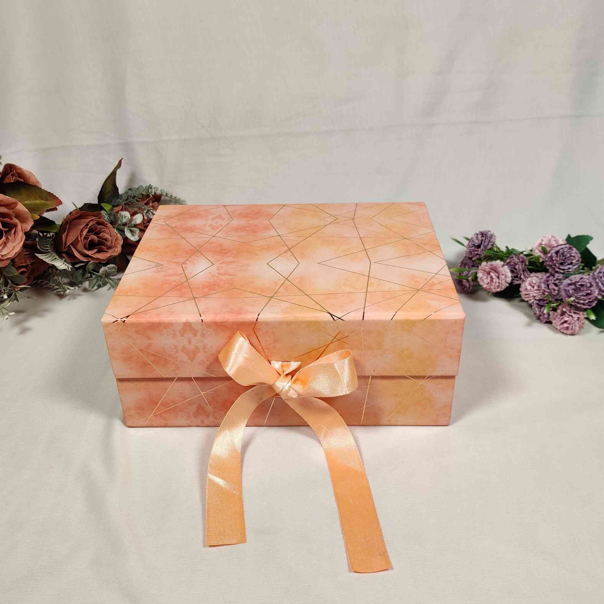 Orange Flip Ribbon Box For Gift Hamper (11x9x4 inches) | adscraft.in 