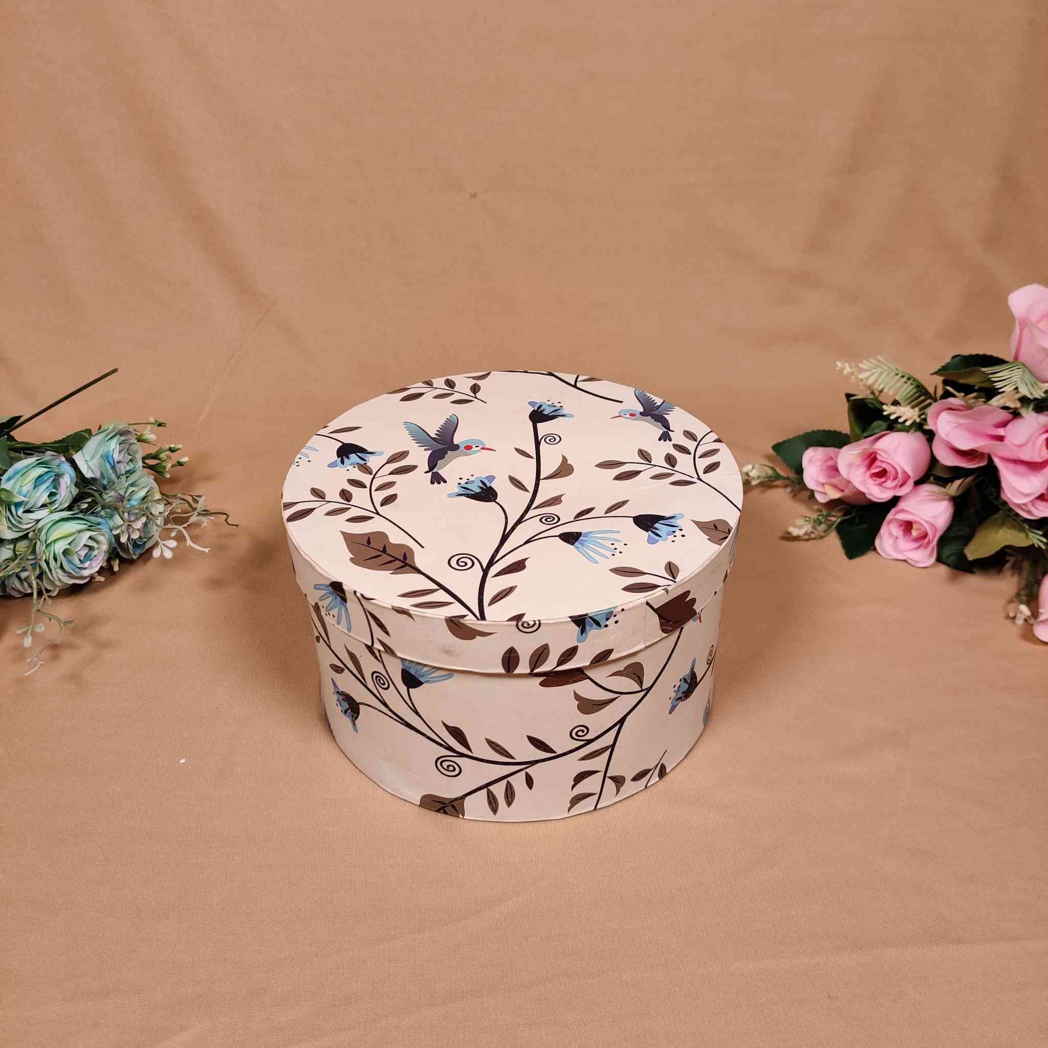 Round Floral Box For Gift Hamper (8x8x4 inches) | adscraft.in 