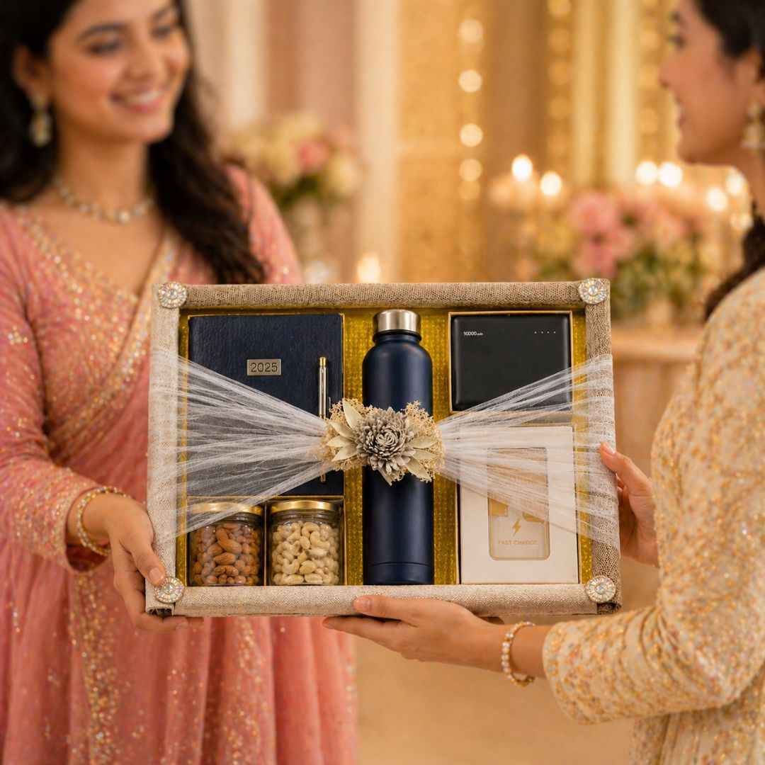 (Set of 3) Eco-Friendly Jute Hamper Trays with Organza & Handcrafted Jute Flower –