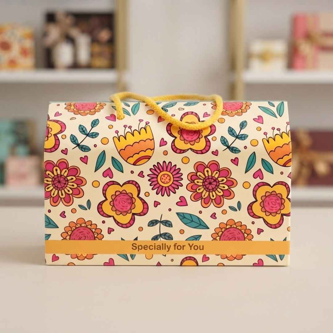 Pack of 8 Floral Rope Handle Gift Box
