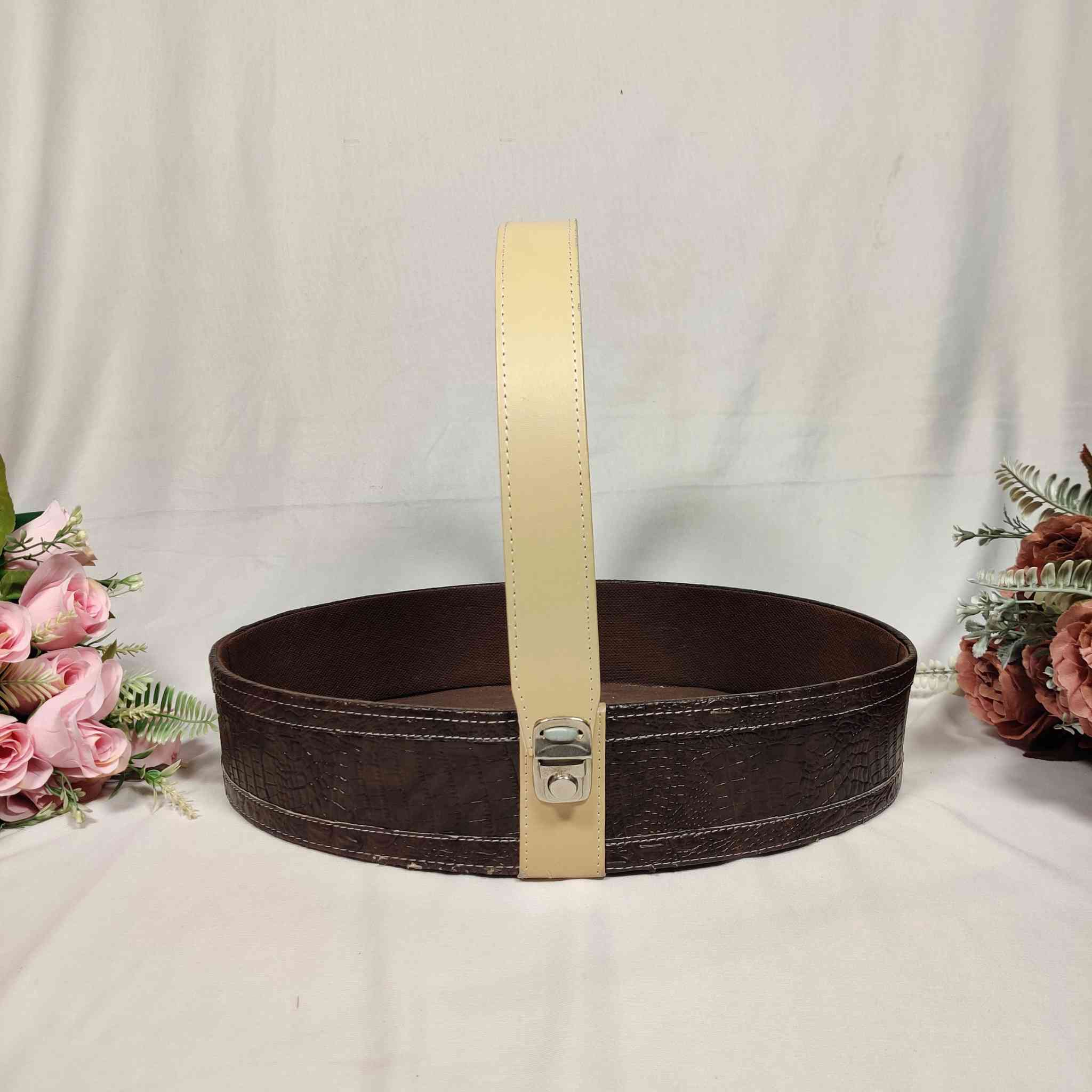 Leather Handle Basket For Gift Hamper (15x10x3 inches) | adscraft.in 