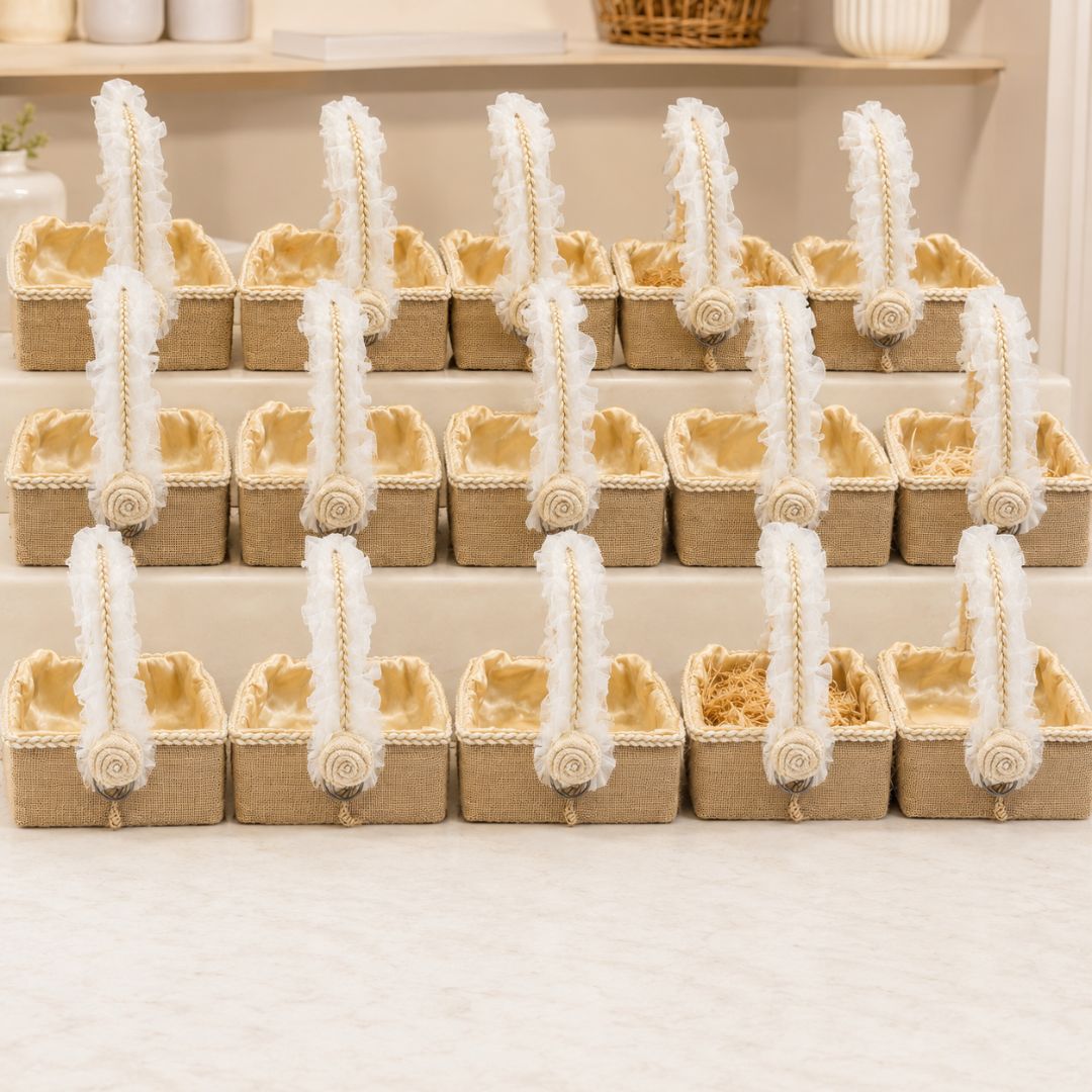 Natural Jute Wedding Hamper Basket with Handle