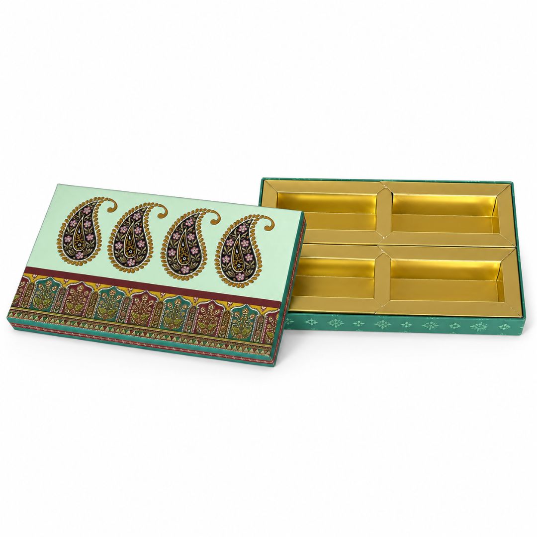 Pack of 5 - Pista Green Paisley Print Gift Box