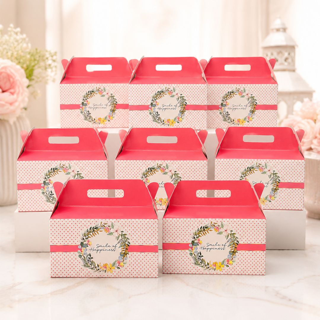 Pack of 8 Smile of Happiness Pink Event Gift Box