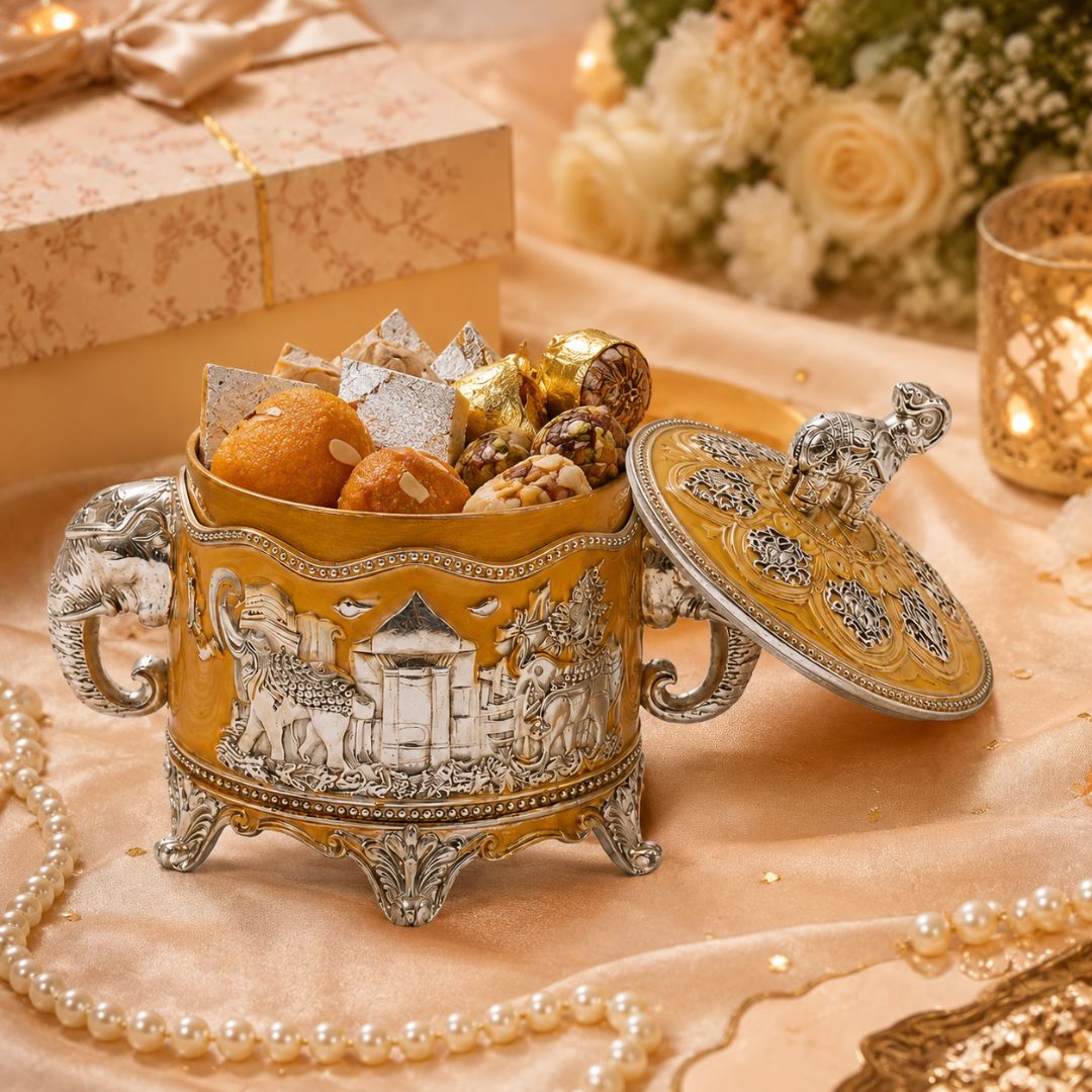Luxury German Silver Elephant Design Decorative Box (Handcrafted Premium Storage Box) - Adscraft.in