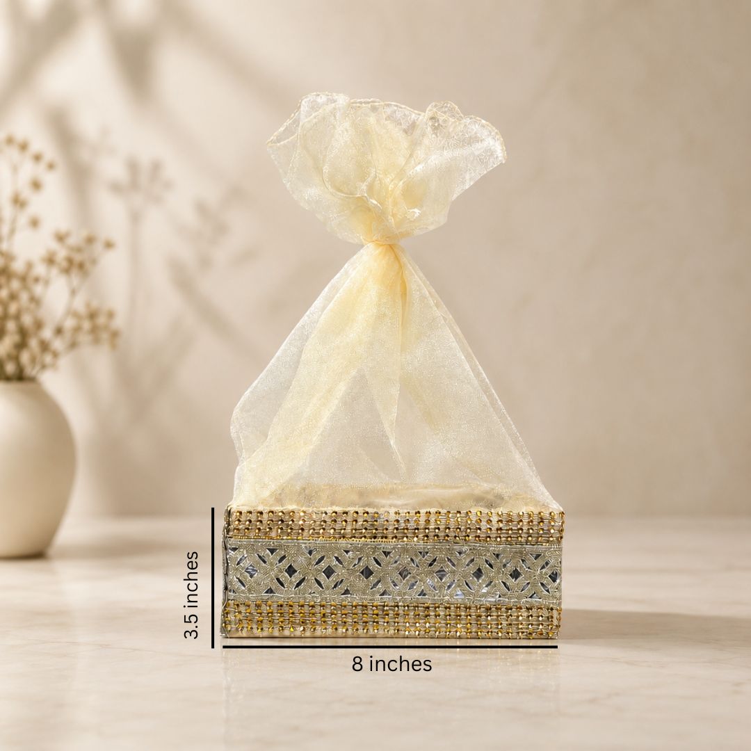 Cream & Gold Potli Basket Set of 3 – 8x8 Inches - Adscraft.in
