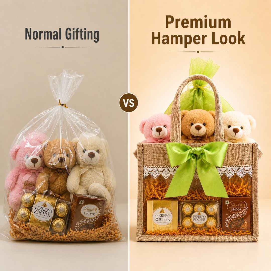 (Set of 5)Premium Jute Gift bags with Transparent Window & Green Bow – 12 x 15 Inches