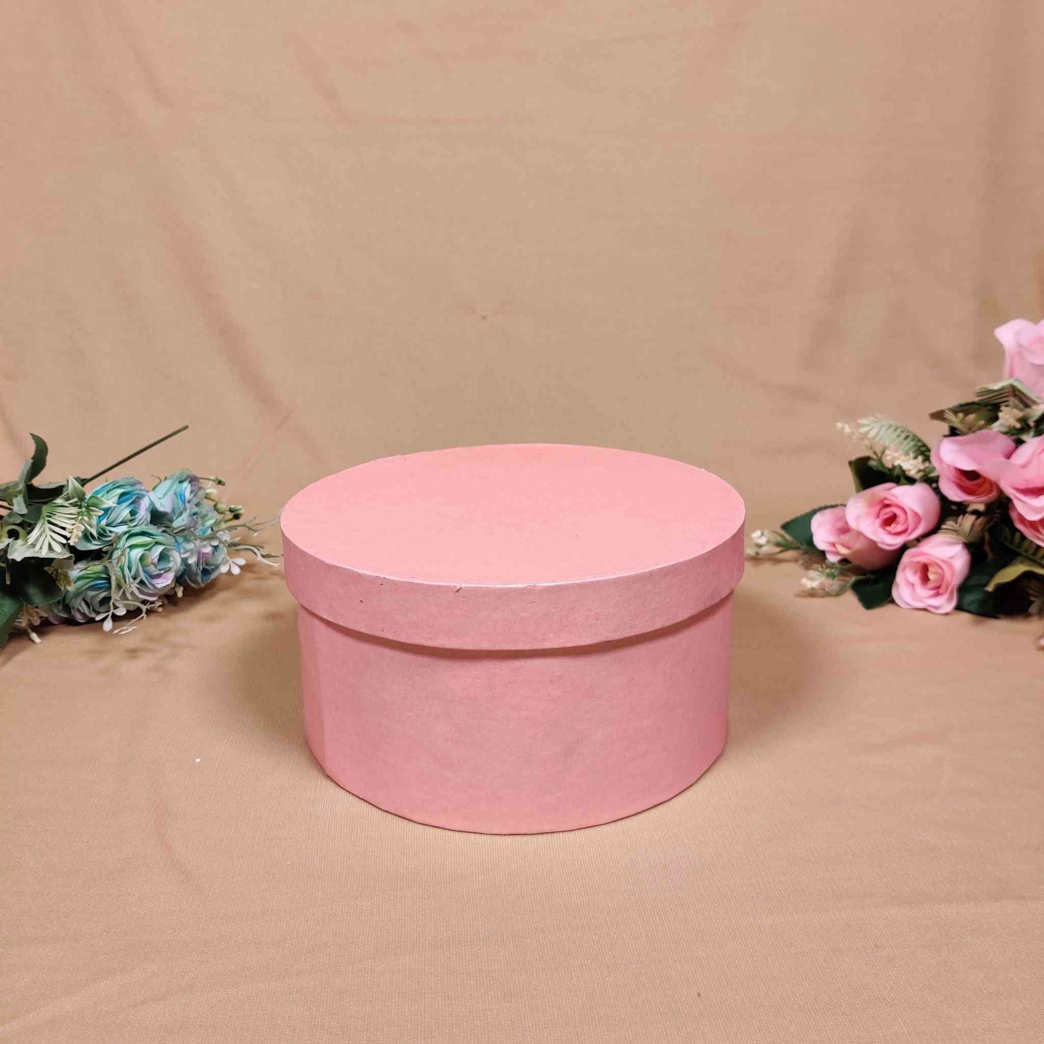 Pink Round Box For Gift Hamper (8x8x4 inches)