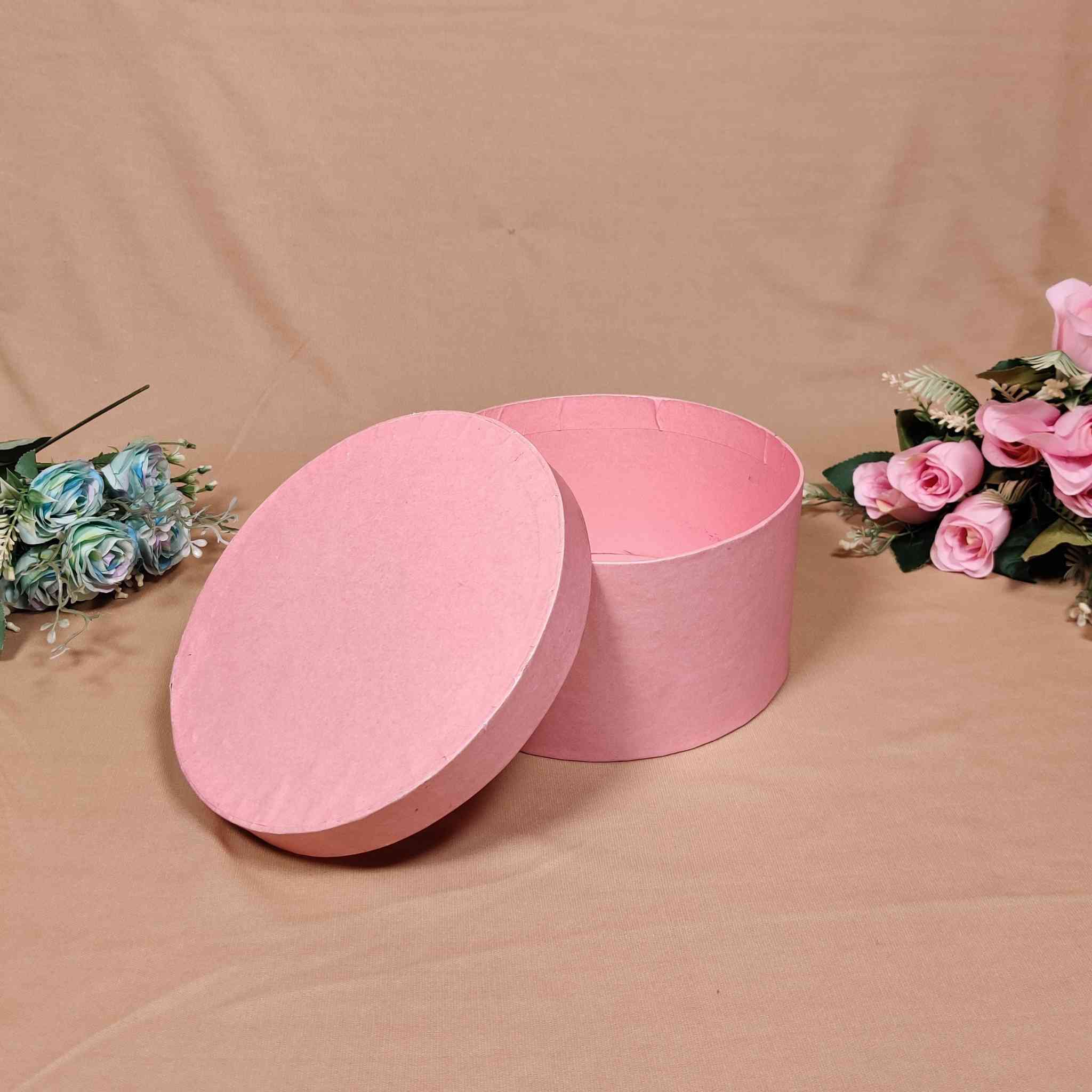 Pink Round Box For Gift Hamper (8x8x4 inches)