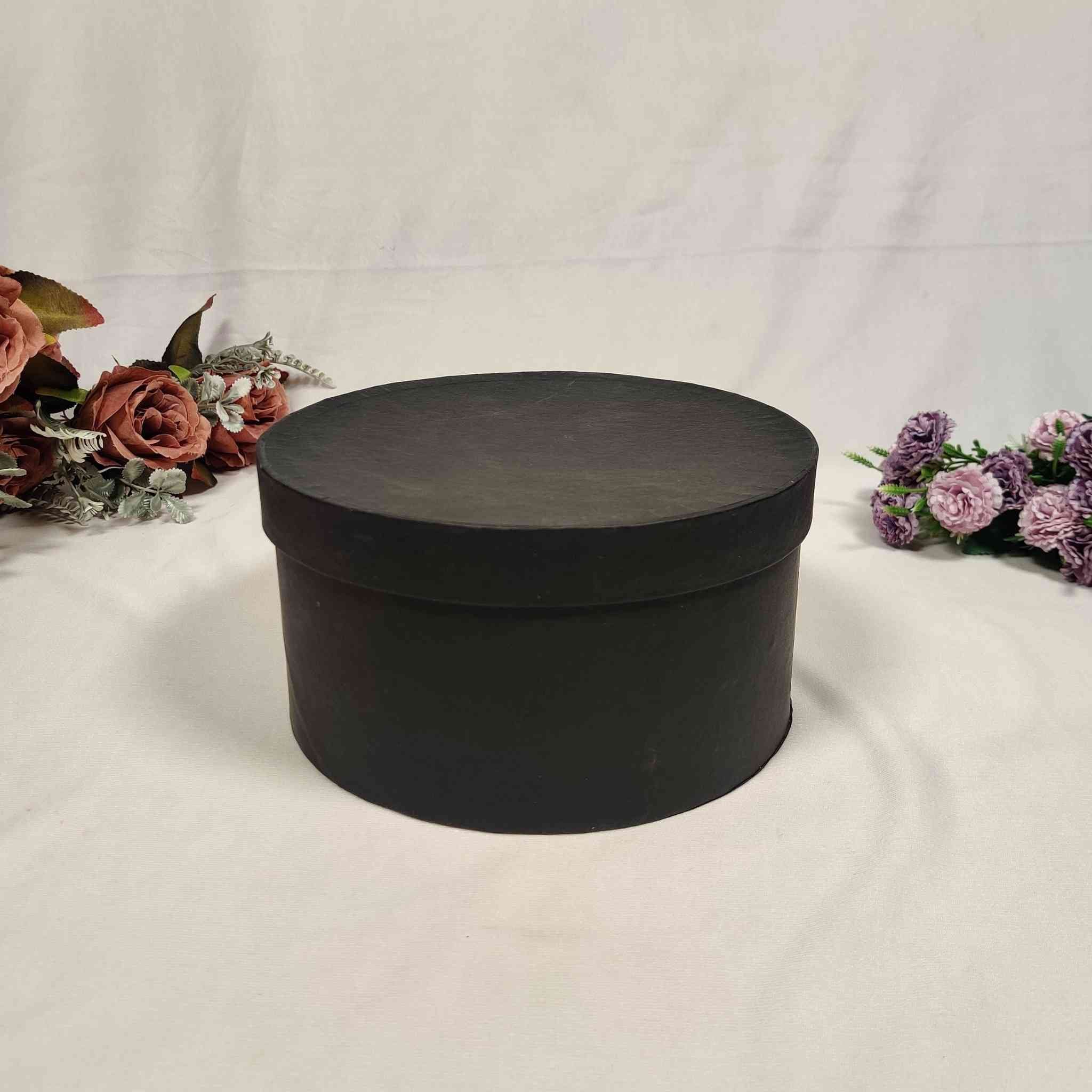 Black Round Box For Gift Hamper (8x8x4 inches) | adscraft.in 