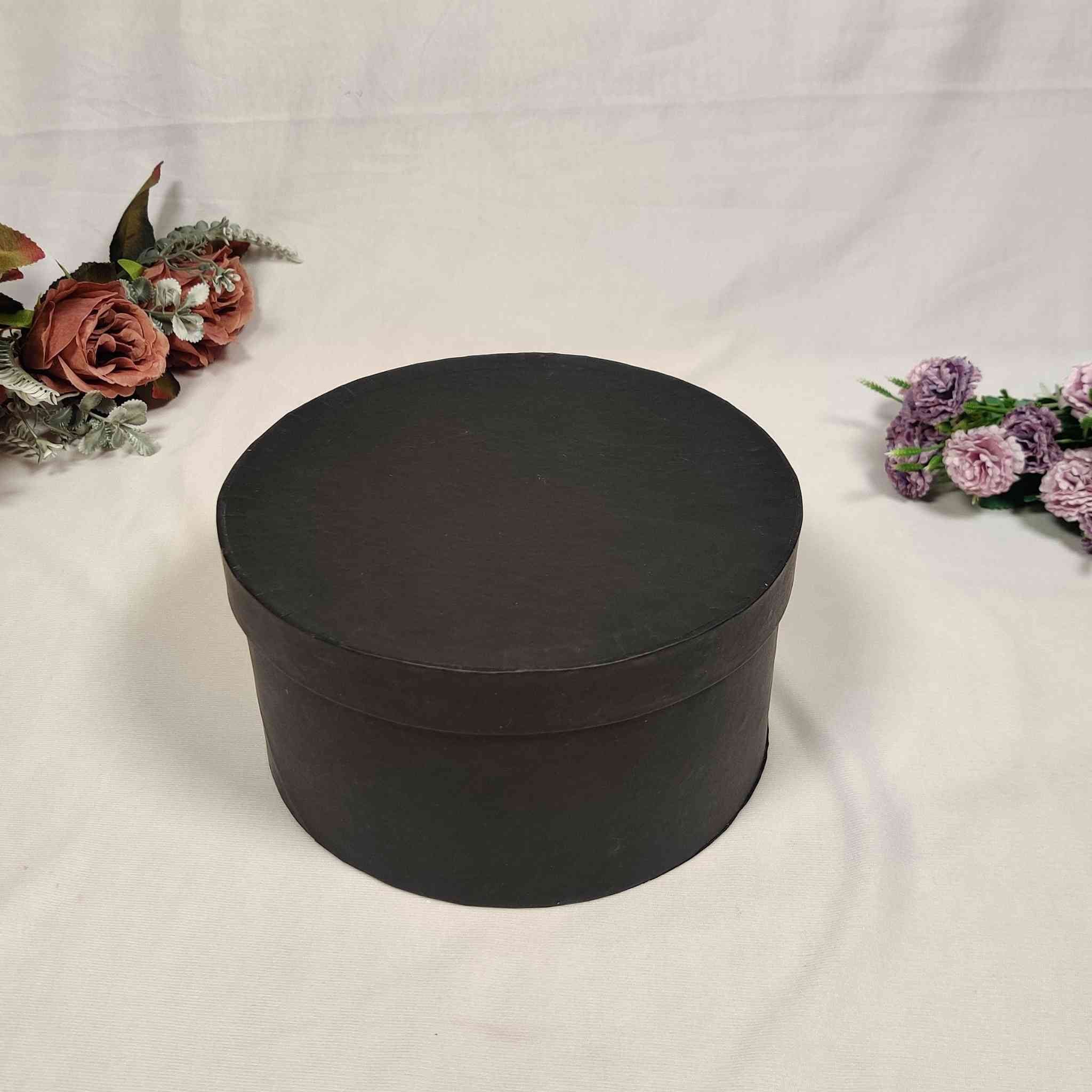 Black Round Box For Gift Hamper (8x8x4 inches)