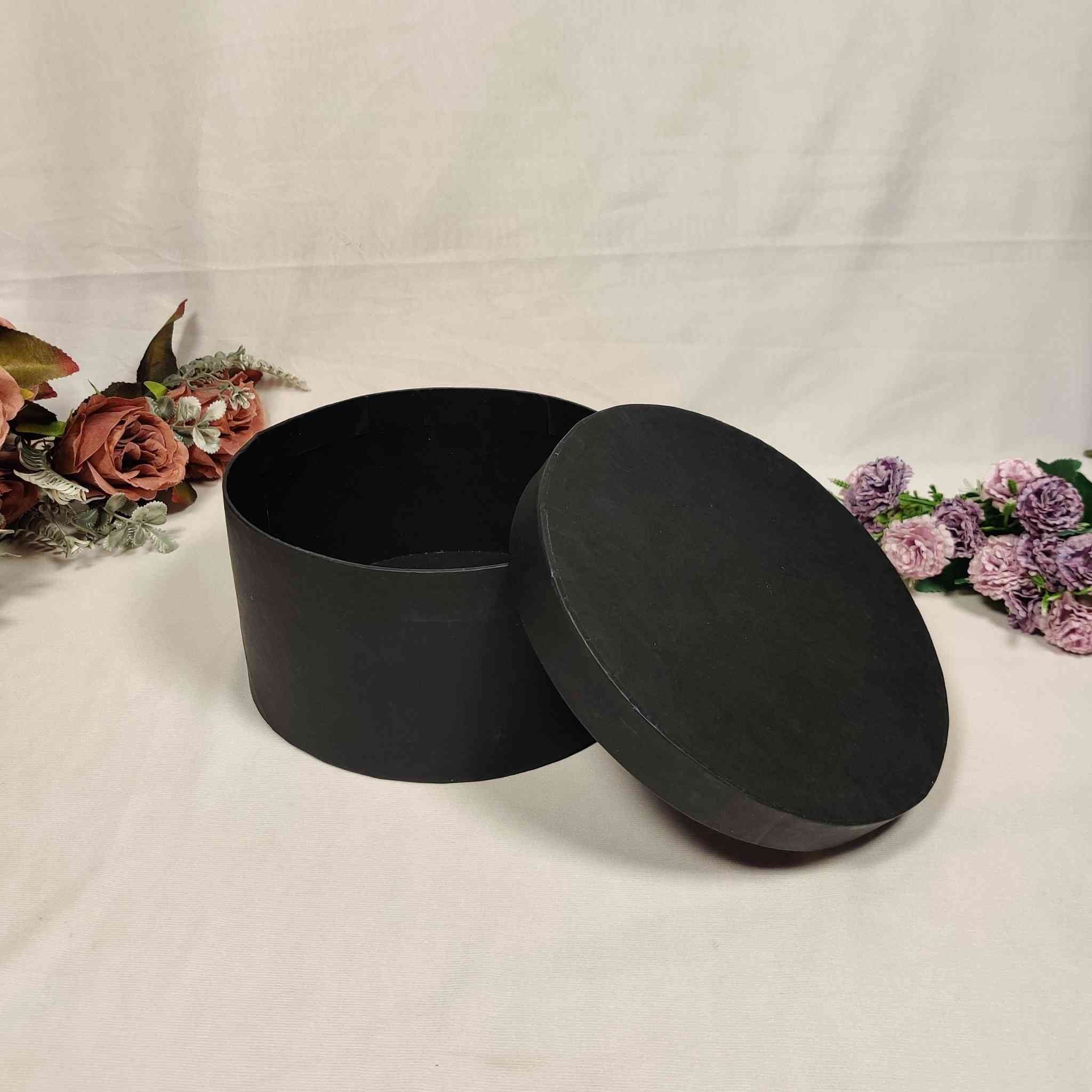 Black Round Box For Gift Hamper (8x8x4 inches)