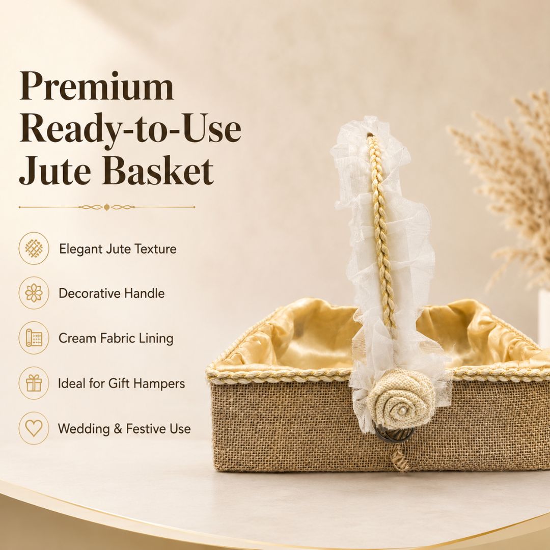 Natural Jute Wedding Hamper Basket with Handle