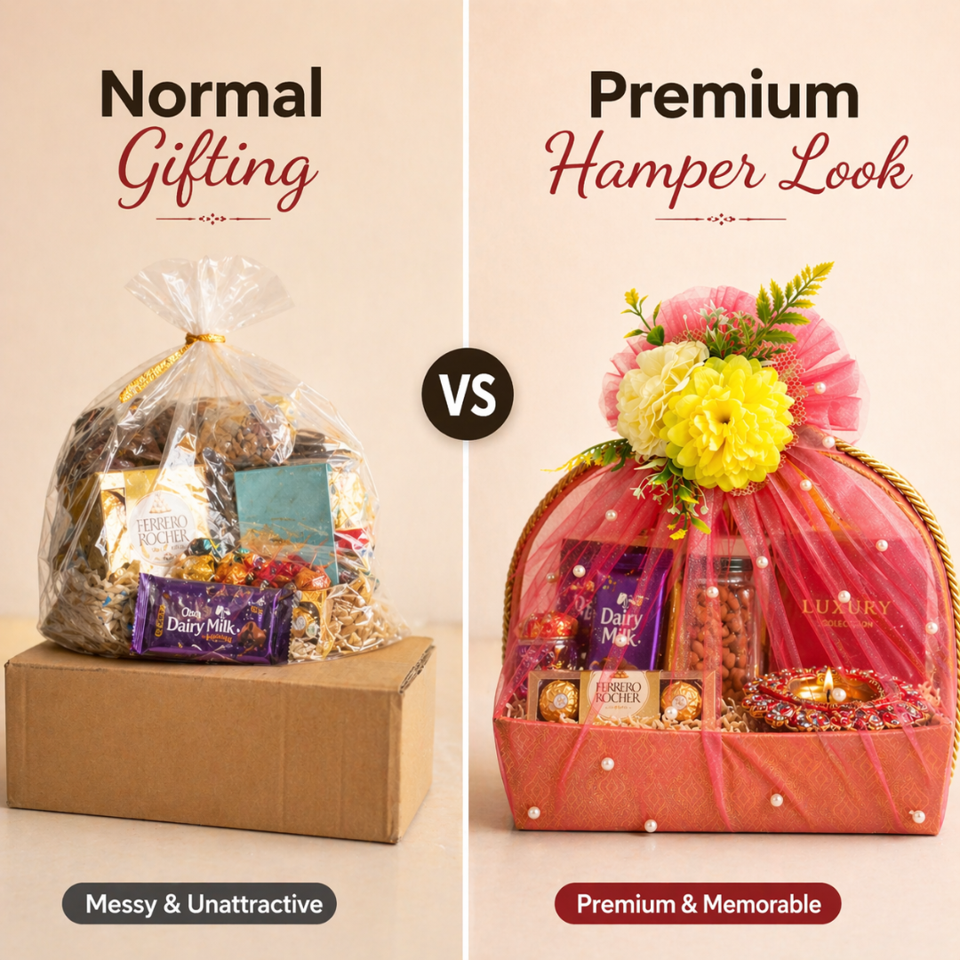 (Set of 3)Premium Peach Net Gift Basket with Floral Top –  (11 x 15 Inches)