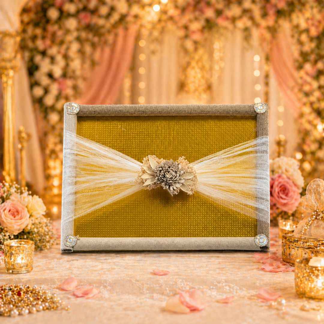 (Set of 3) Eco-Friendly Jute Hamper Trays with Organza & Handcrafted Jute Flower –