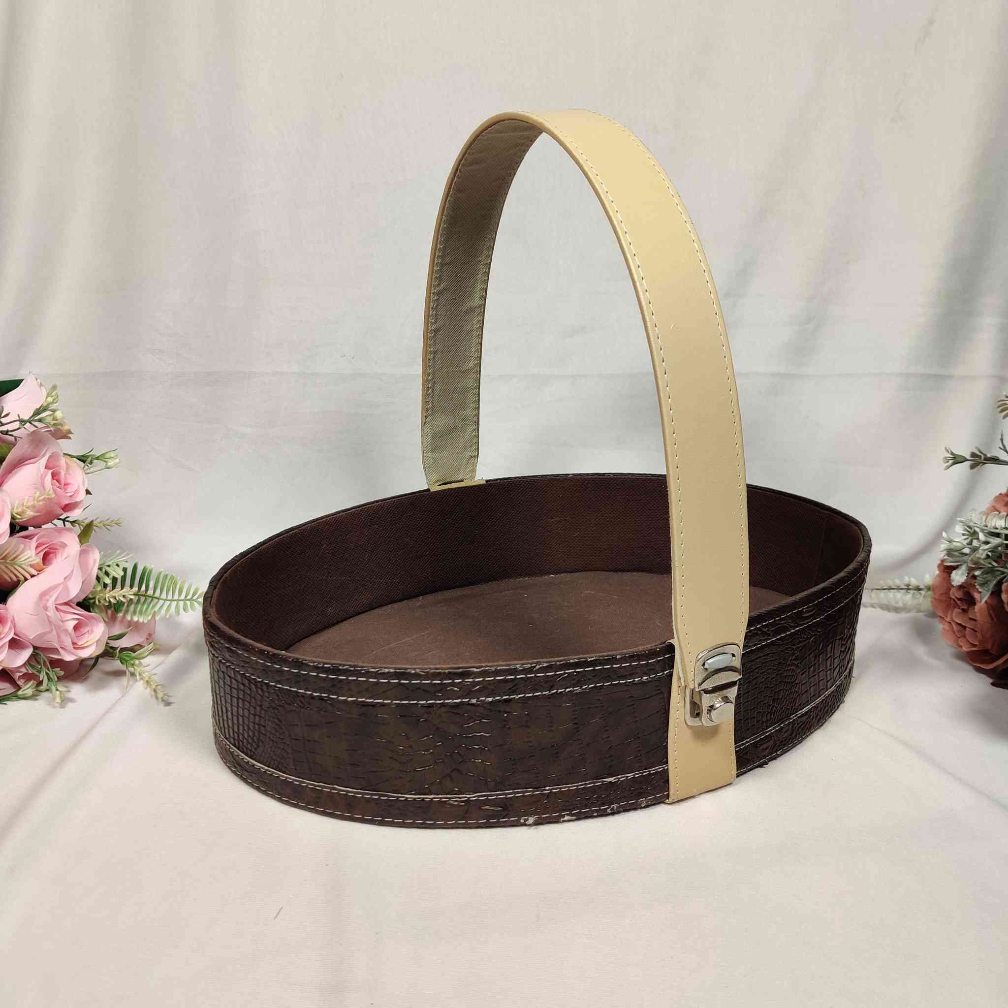 Leather Handle Basket For Gift Hamper (15x10x3 inches)