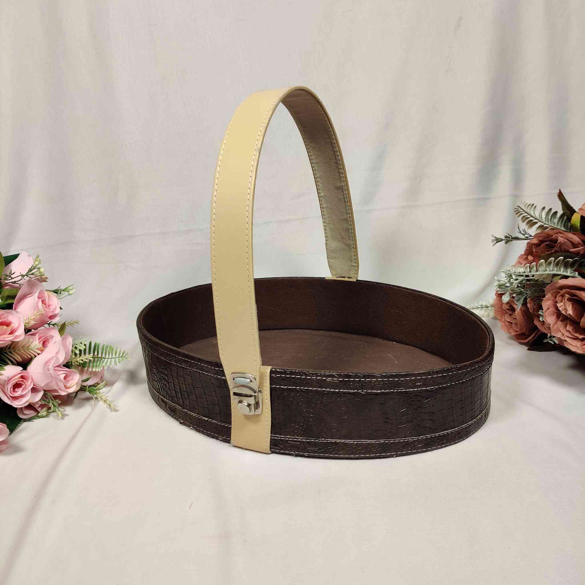 Leather Handle Basket For Gift Hamper (15x10x3 inches)