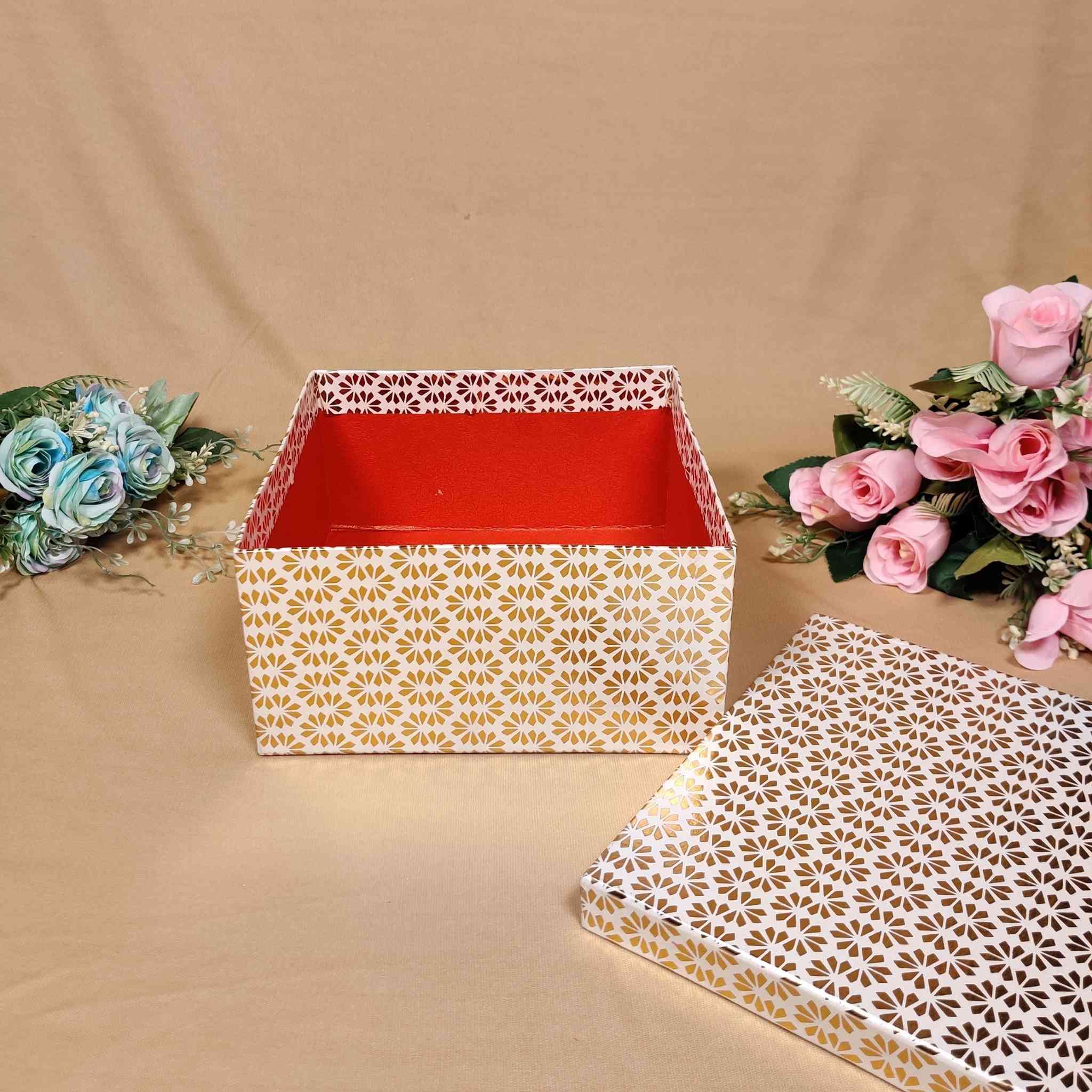 Printed Square Box For Gift Hamper (8x8x4 inches)