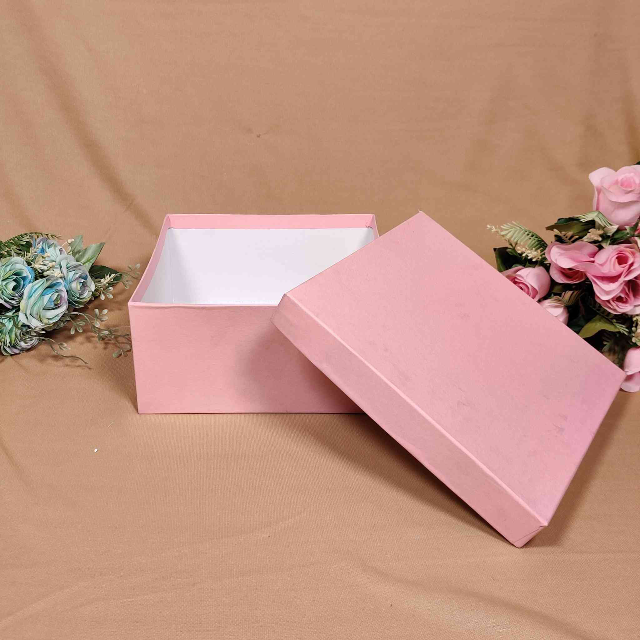 Pink Square Box For Gift Hamper (10x10x4 inches)