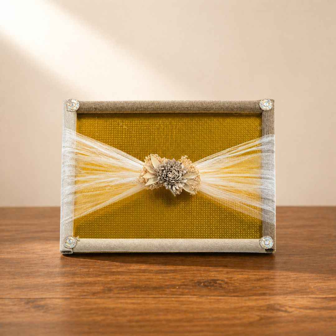 (Set of 3) Eco-Friendly Jute Hamper Trays with Organza & Handcrafted Jute Flower –