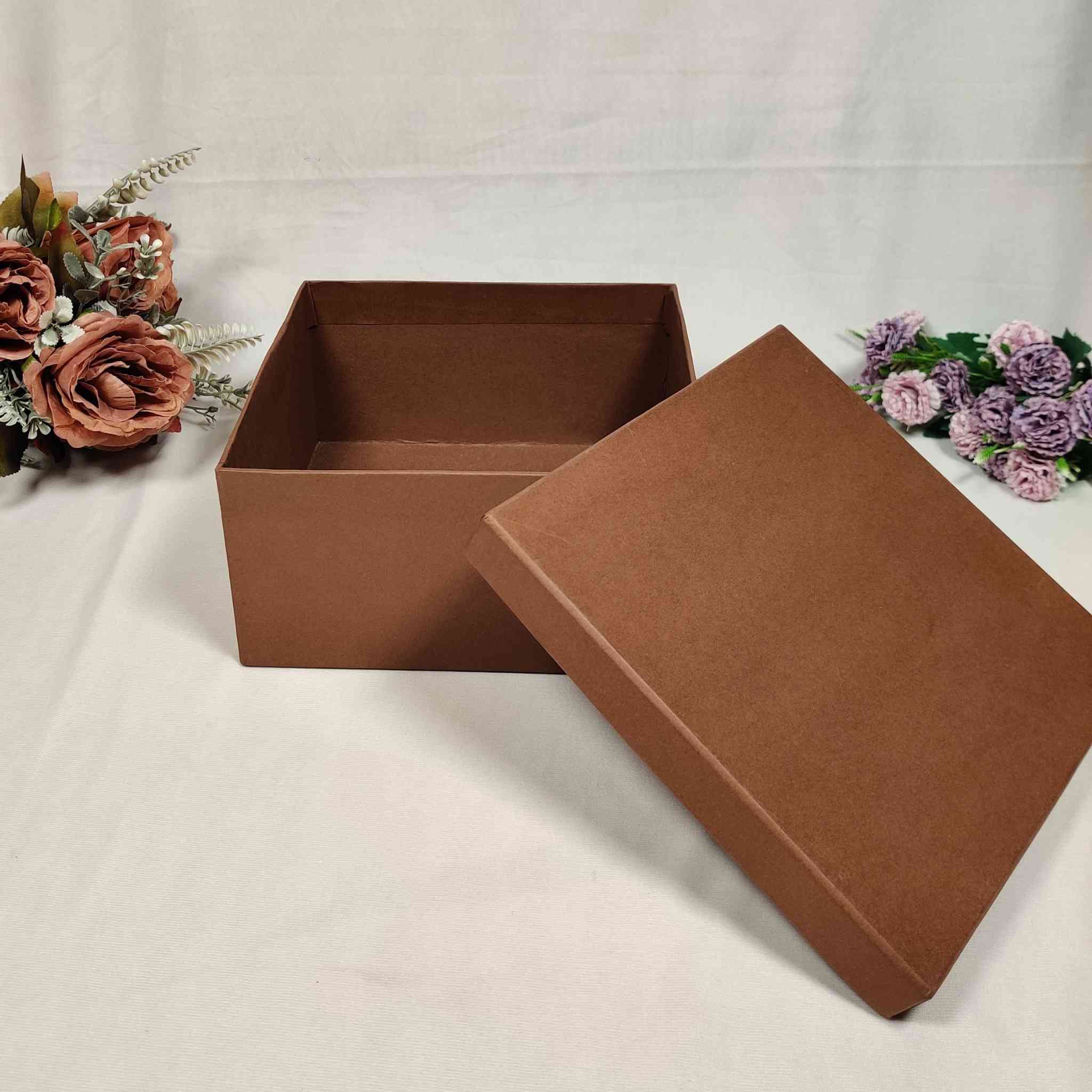 Brown Square Box For Gift Hamper (10x10x4 inches)