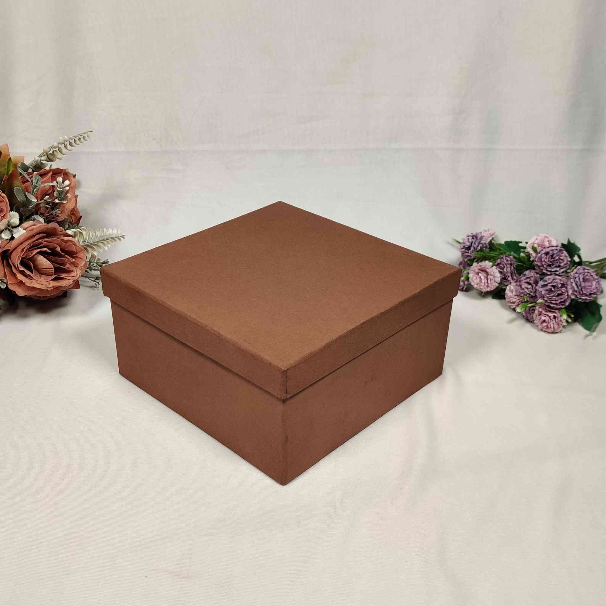 Brown Square Box For Gift Hamper (10x10x4 inches)