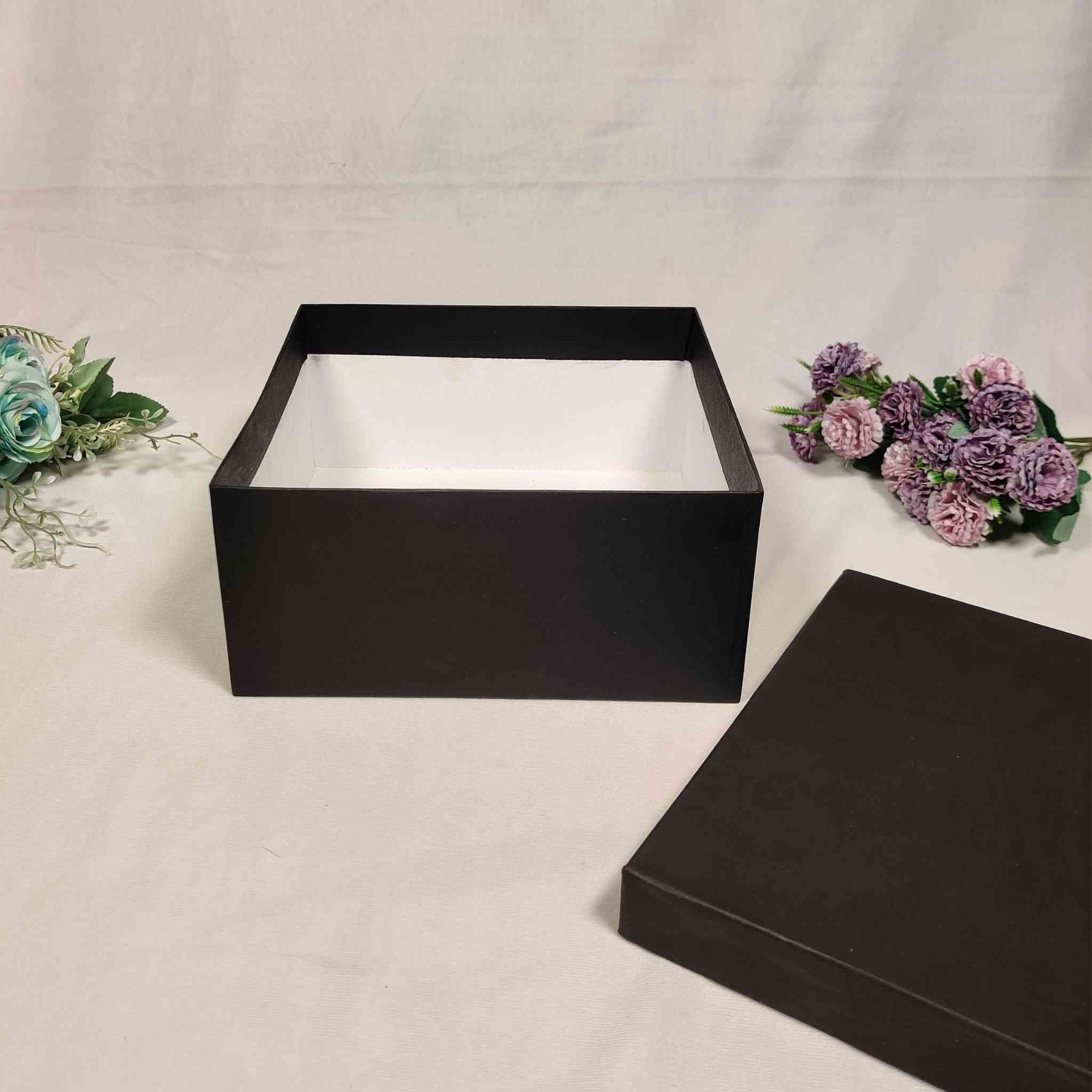 Black Square Box For Gift Hamper (10x10x4 inches)