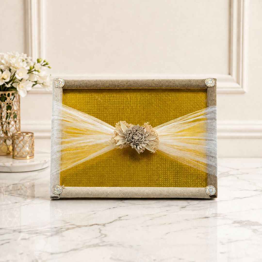 (Set of 3) Eco-Friendly Jute Hamper Trays with Organza & Handcrafted Jute Flower –