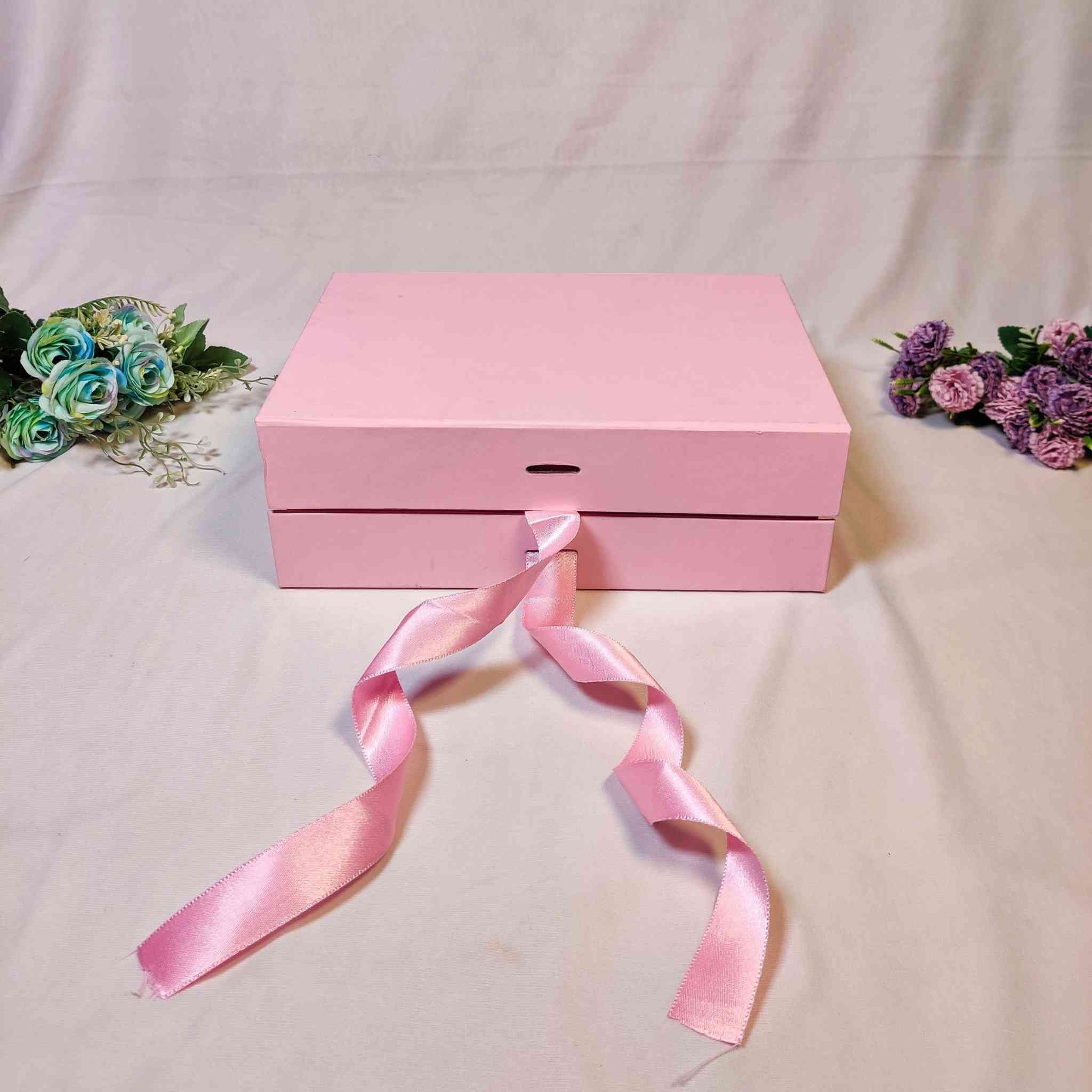 Pink Flip Ribbon Box For Gift Hamper (12x8x4 inches) | adscraft.in 