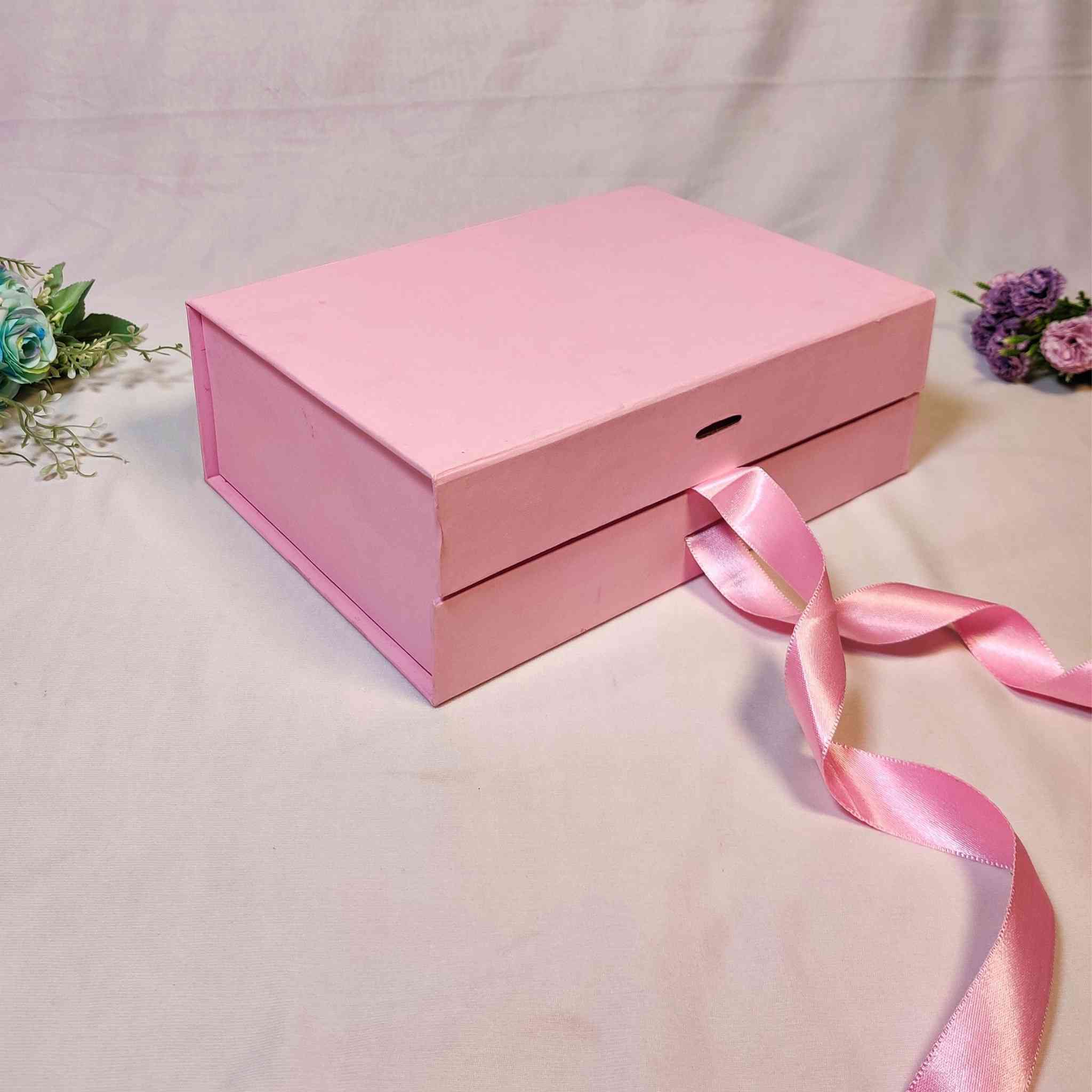 Pink Flip Ribbon Box For Gift Hamper (12x8x4 inches)