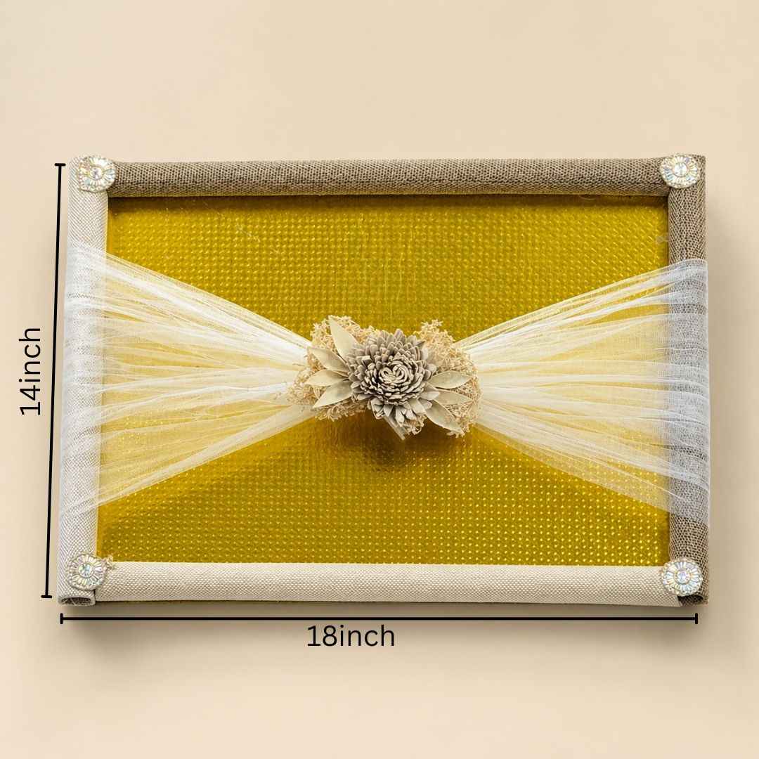 (Set of 3) Eco-Friendly Jute Hamper Trays with Organza & Handcrafted Jute Flower –