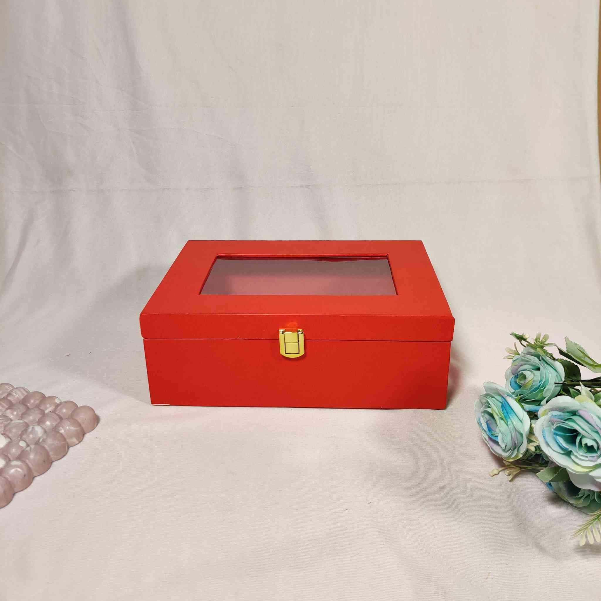 Red Window Trunk Box For Gift Hamper (10x7x4 inches) | adscraft.in 