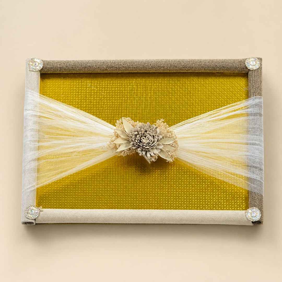 (Set of 3) Eco-Friendly Jute Hamper Trays with Organza & Handcrafted Jute Flower –