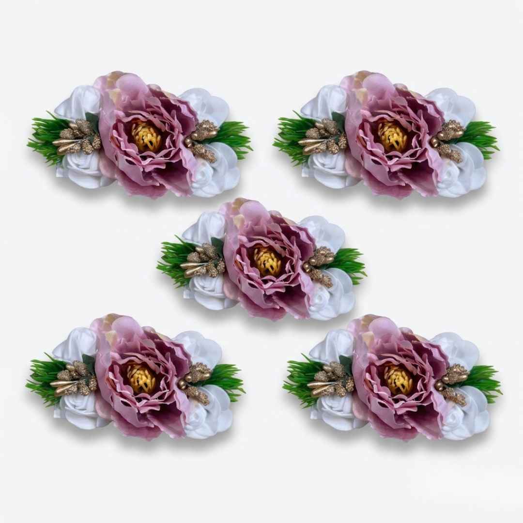 Set of 5 Pink Floral Decorative Accessories for Hamper & Trousseau Packing