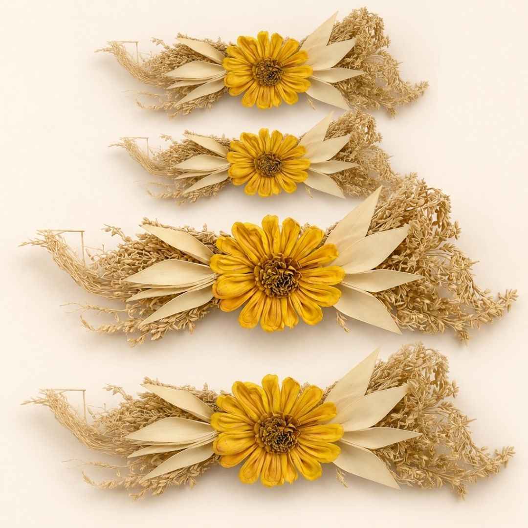 Set of 5 Yellow Daisy Decorative Accessories for Hamper & Trousseau Packing