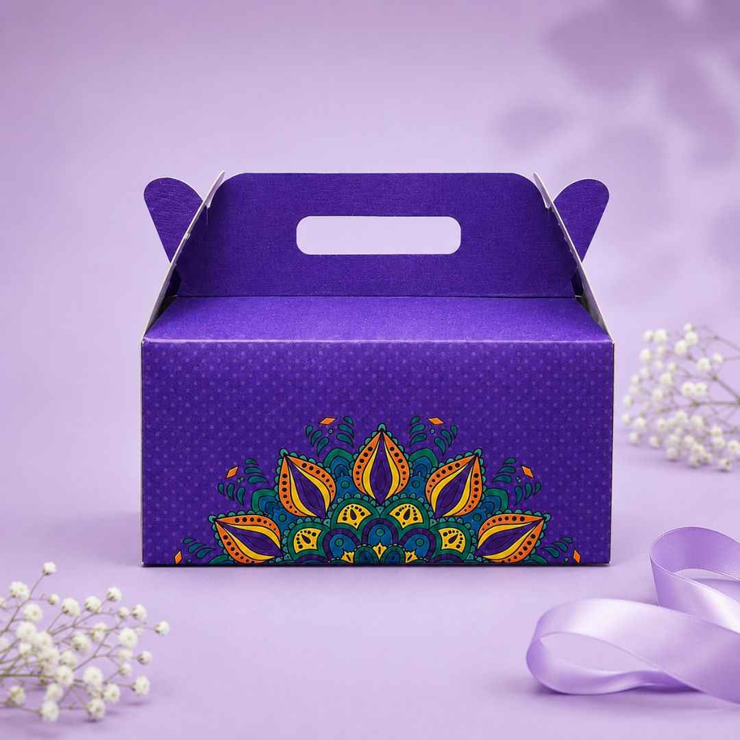 Pack of 8- Purple Mandala Festive Gift Box