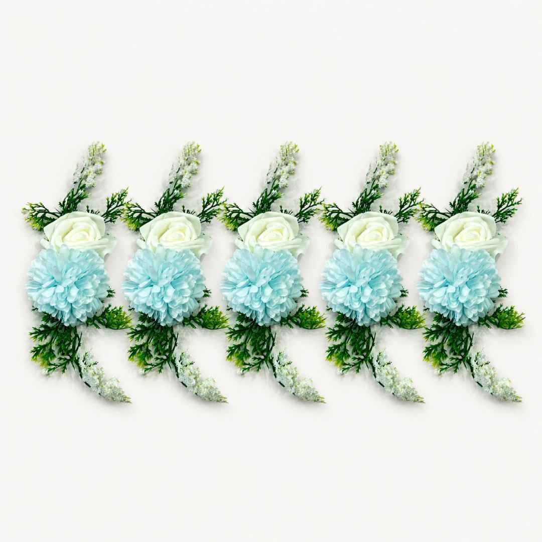 Sky Blue & White Floral Decoration Accessory for Hamper Packing