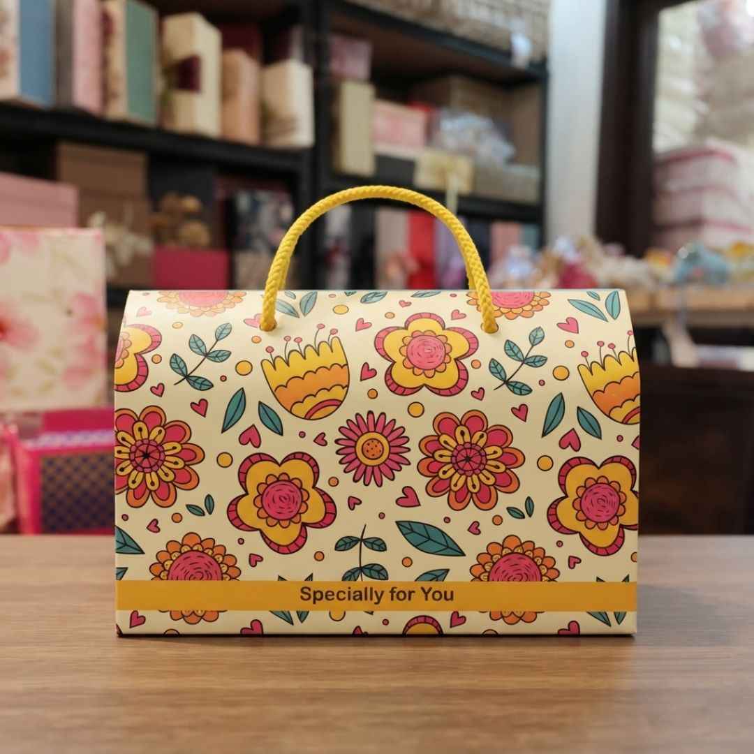 Pack of 8 Floral Rope Handle Gift Box