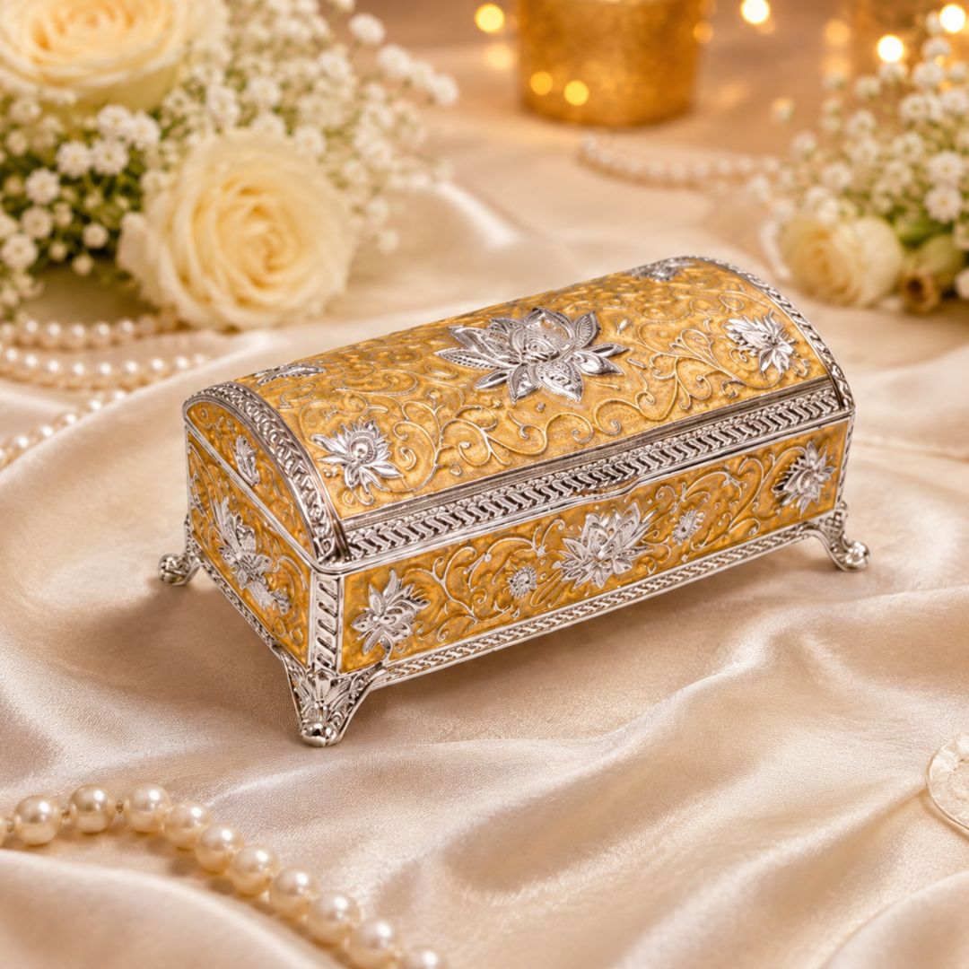 Royal Enamel German Silver Storage Box – Premium Velvet-Lined Gift Box