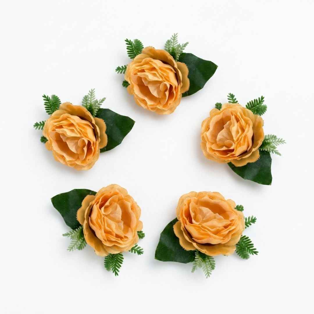 Set of 5 Peach Rose Decorative Flower Accessories for Hamper & Trousseau Packing