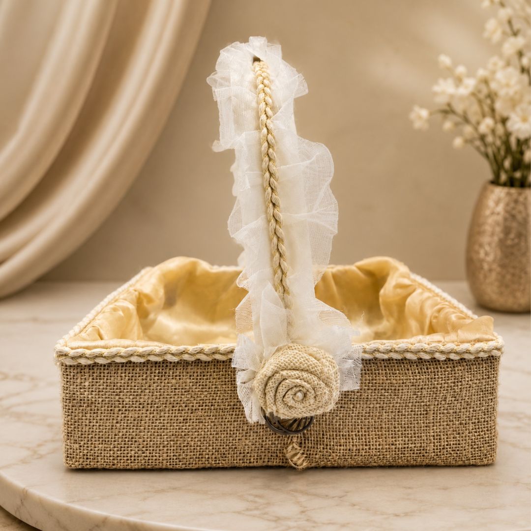 Natural Jute Wedding Hamper Basket with Handle
