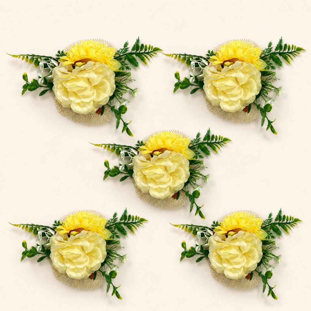 Yellow Floral Net Decoration Accessory for Hamper Packing
